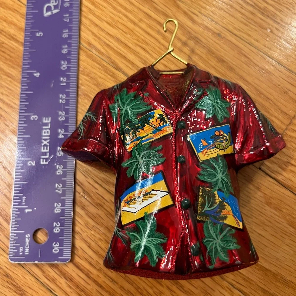 Rare Red Hawaiian Shirt glass Ornament